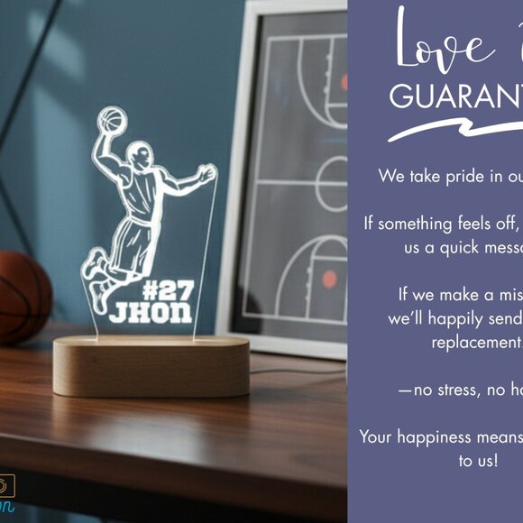 Personalized Basketball Night Light – Custom LED Lamp for Sports Fans - Picture 6 of 8